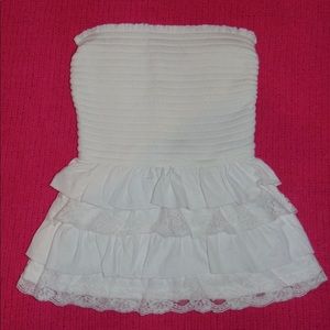 White Sleeveless Top with Ruffles